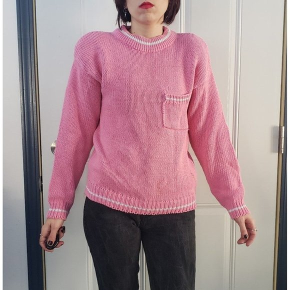 Vintage 80s Pink Pocket‎ Sweater